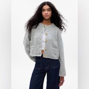 Gap Boucle Cropped Sweater Jacket